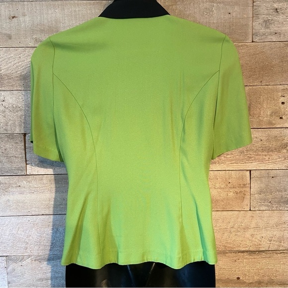 Vintage Amoretti women’s  chartreuse & black shirt-sleeved blazer in size 12 - Picture 4 of 7